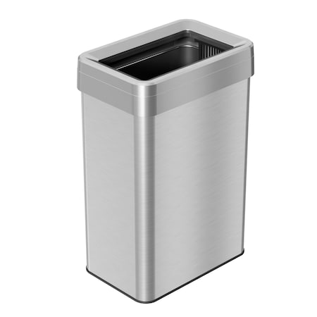 16 gal Rectangular Trash Can, Silver, Open Top, Stainless Steel, 10.24 in MPN:HLS16UOT