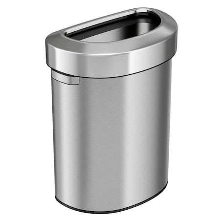 18 gal Half-Round Indoor Metal Can, Silver, Open Top, Stainless Steel, 12.4 in MPN:HLS18DOT