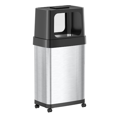 18 gal Rectangular Trash Can, Silver, 16.7