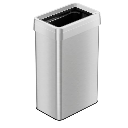 18 gal Rectangular Trash Can, Silver, Open Top, Stainless Steel, 10.24 in MPN:HLS18UOT