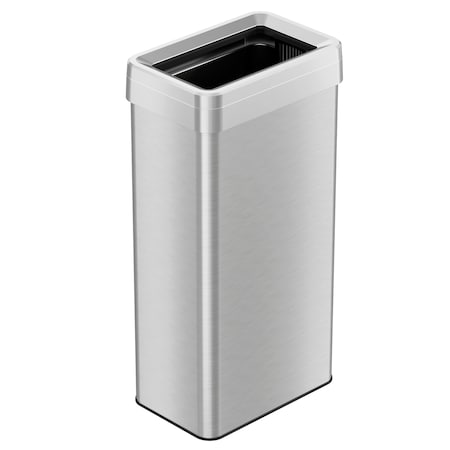 21 gal Rectangular Trash Can, Silver, Open Top, Stainless Steel, 10.24 in MPN:HLS21UOT