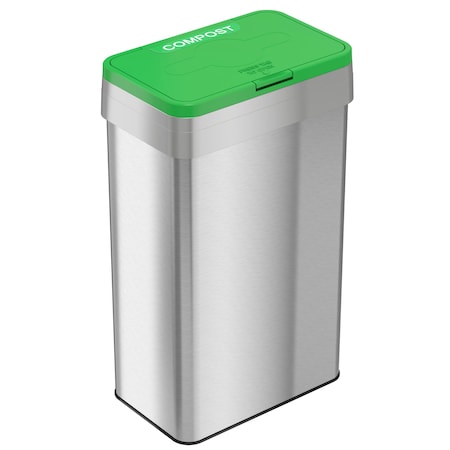 Rectangular Indoor Metal Can, Silver, Stainless Steel MPN:HLS21UOTCOP