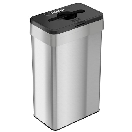 21 gal Rectangular Trash Can, Silver, Open Top, Stainless Steel, 10.25 in MPN:HLS21UOTTRS