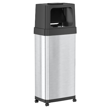 24 gal Rectangular Indoor Metal Can, Silver, Push Door, Stainless Steel, 11 in MPN:HLS24DPO