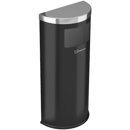 9 Gallon Half-Round Side-Entry Trash Can, Black Steel MPN:HLSC01G09B