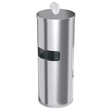 9 Gallon Trash Can with Sanitizer Gym Wipe Dispenser MPN:HLSC09WSR