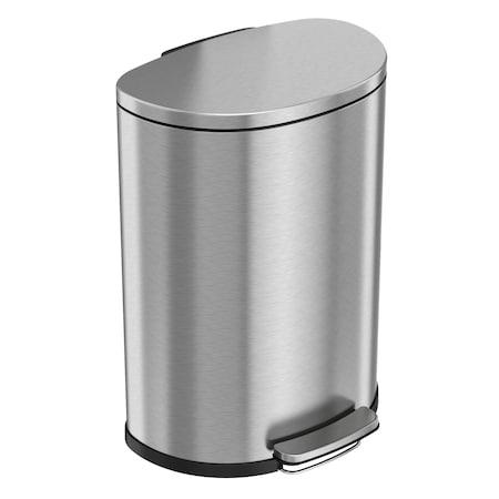 13 Gallon / 50 Liter Semi-Round Step Trash Can, Stainless Steel MPN:HLSS13D