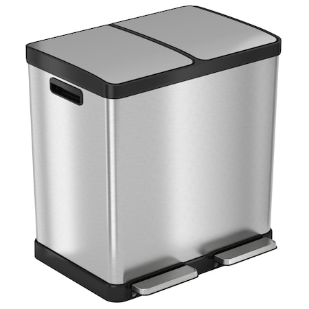 16 Gal Combo Recycle Bin and Trash Can, Stainless Steel MPN:HLSS16R