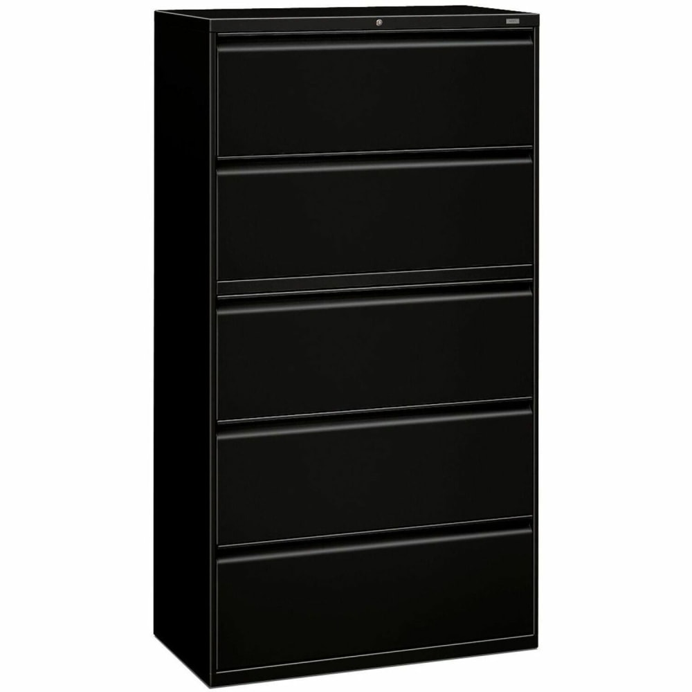 HON 800 42inW x 19-1/4inD Lateral 5-Drawer Full-Pull Locking File Cabinet, Black MPN:895LP