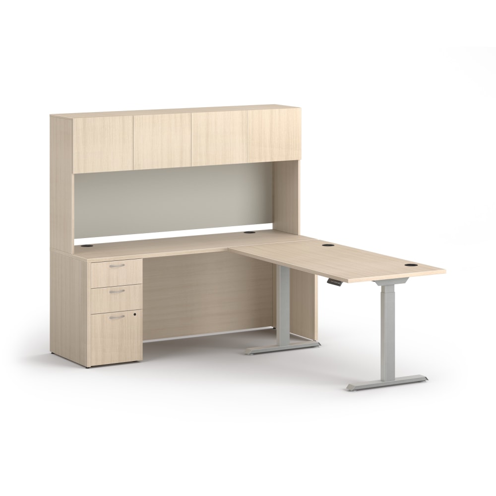 HON Mod Executive Height-Adjustable Workstation With Storage, Desert Oak/Cool Neutral/Silver MPN:HLPL8472HATHTCHDO1