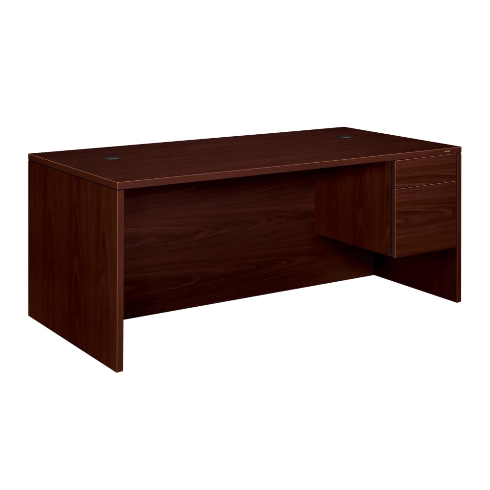 HON 10500 72inW Single-Pedestal Computer Desk With Pedestal On Right/Left Return, Mahogany MPN:10585RNN