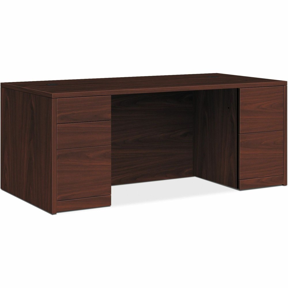 HON 10500 Series Mahogany Laminate Office Desking, 29.5inH x 66inW x 30inD, 5 x File, Box, Storage Drawer(s), Double Pedestal MPN:105891NN