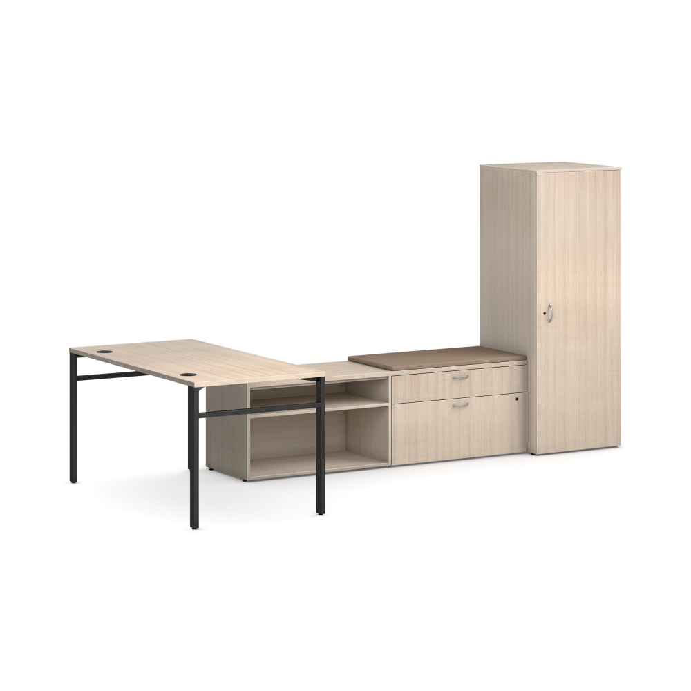 HON Mod 60inW L-Station With Storage, Desert Oak/Cool Neutral/Black MPN:HLPL60114LDSKDO1ULGB