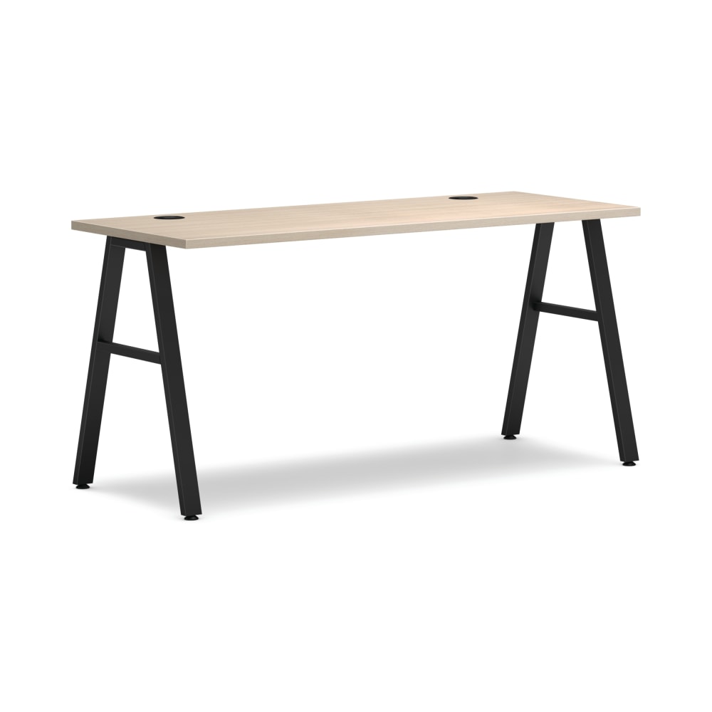 HON Mod 60inW Computer Desk, Desert Oak/Black MPN:HLPL6024DO1ALEGBLK