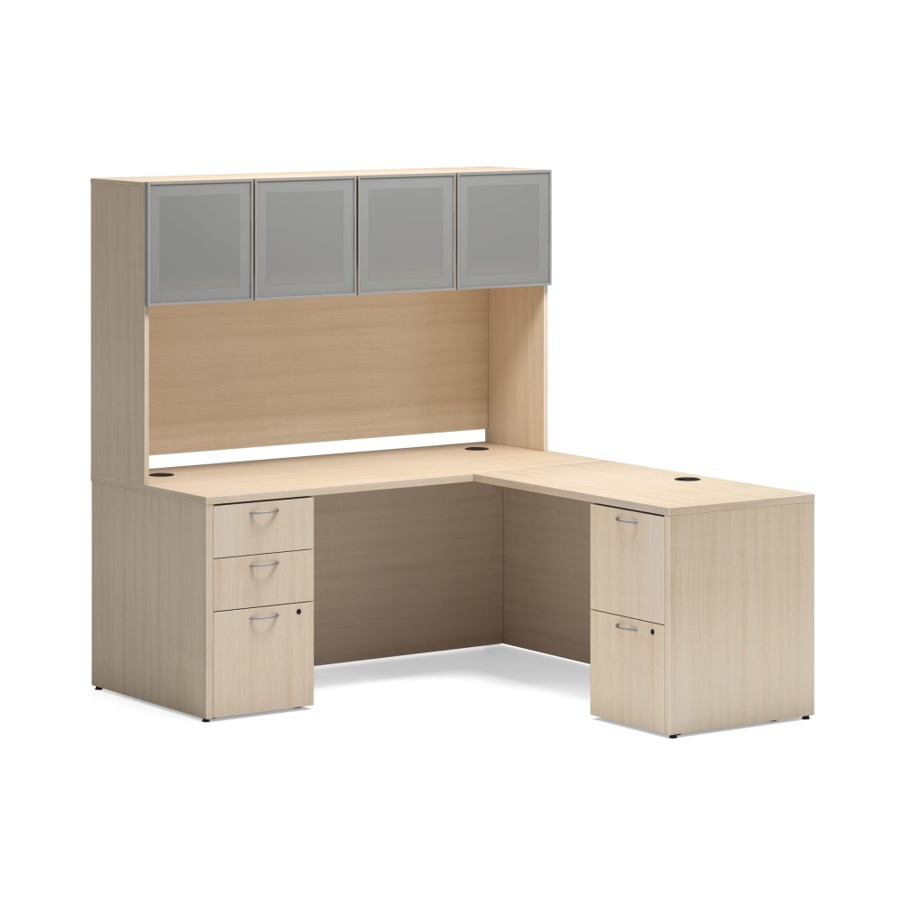 HON Mod L-Station With Storage Hutch, Desert Oak MPN:HLPL6672LDESKHTCHDO1