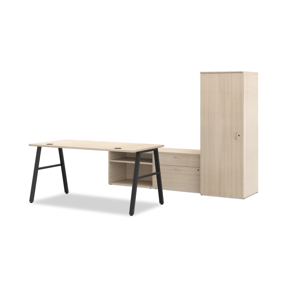 HON Mod 84inW Executive Workstation, Desert Oak/Black MPN:HLPL8486EXECDO1ALEGB