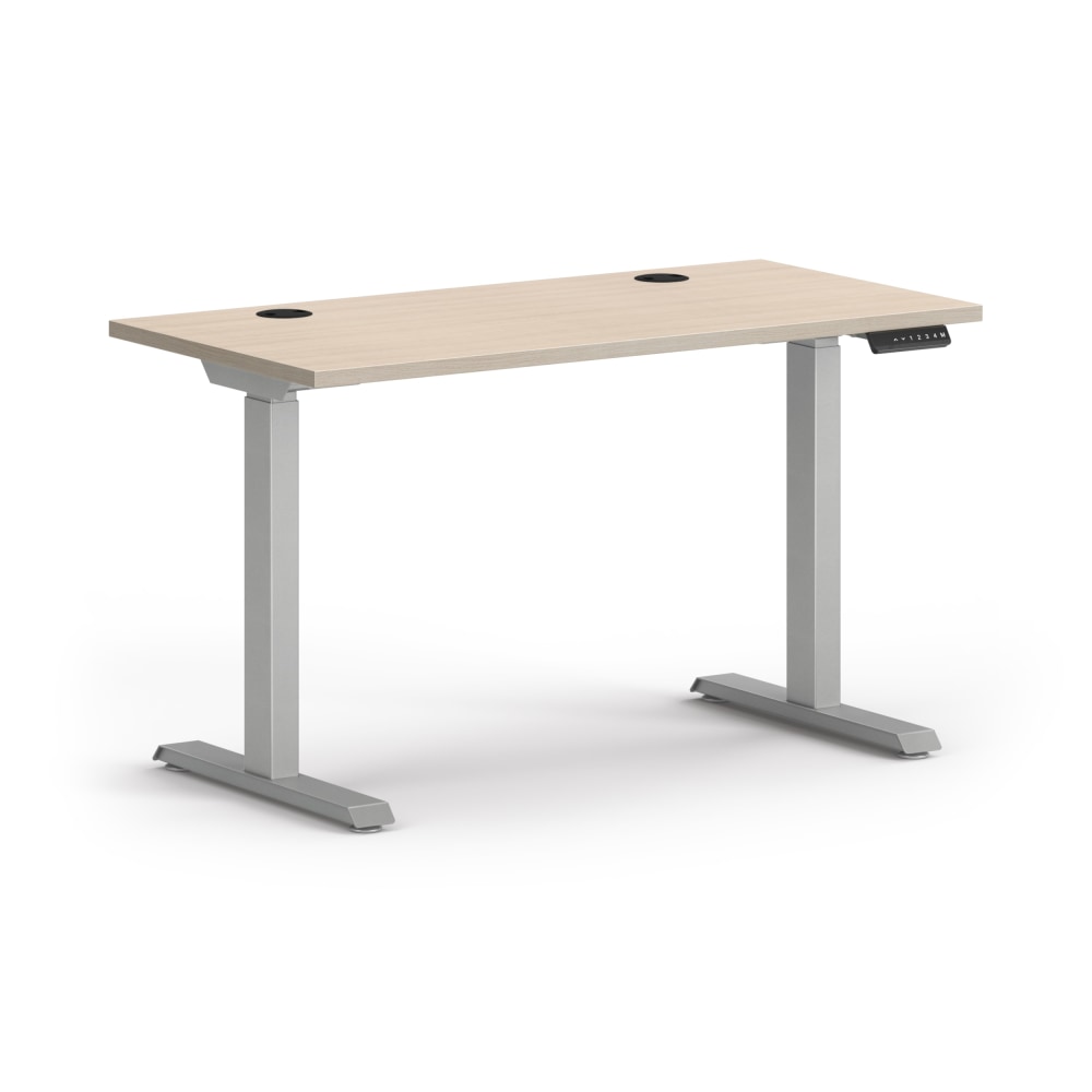 HON Mod 48inW Height-Adjustable Computer Desk, Desert Oak/Silver MPN:HLPLRW4824CONHATDO1