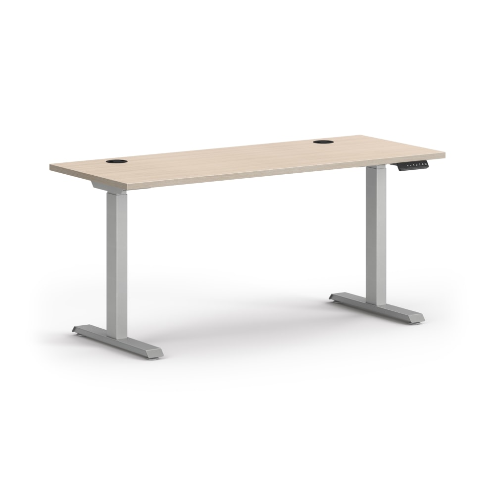 HON Mod 60inW Height-Adjustable Desk, Desert Oak/Silver MPN:HLPLRW6024CONHATDO1