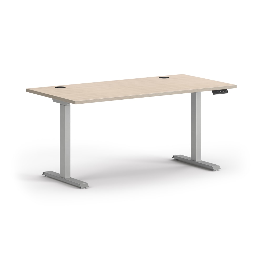 HON Mod 60inW Height-Adjustable Computer Desk, Desert Oak/Silver MPN:HLPLRW6030CONHATDO1