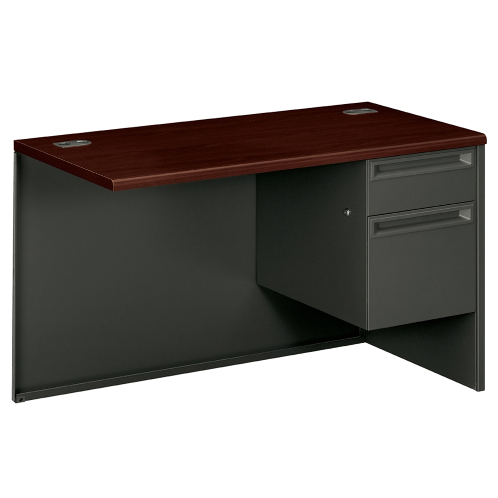 HON 38000 48inW Left-Pedestal Desk Return, Mahogany/Charcoal MPN:38215RNS