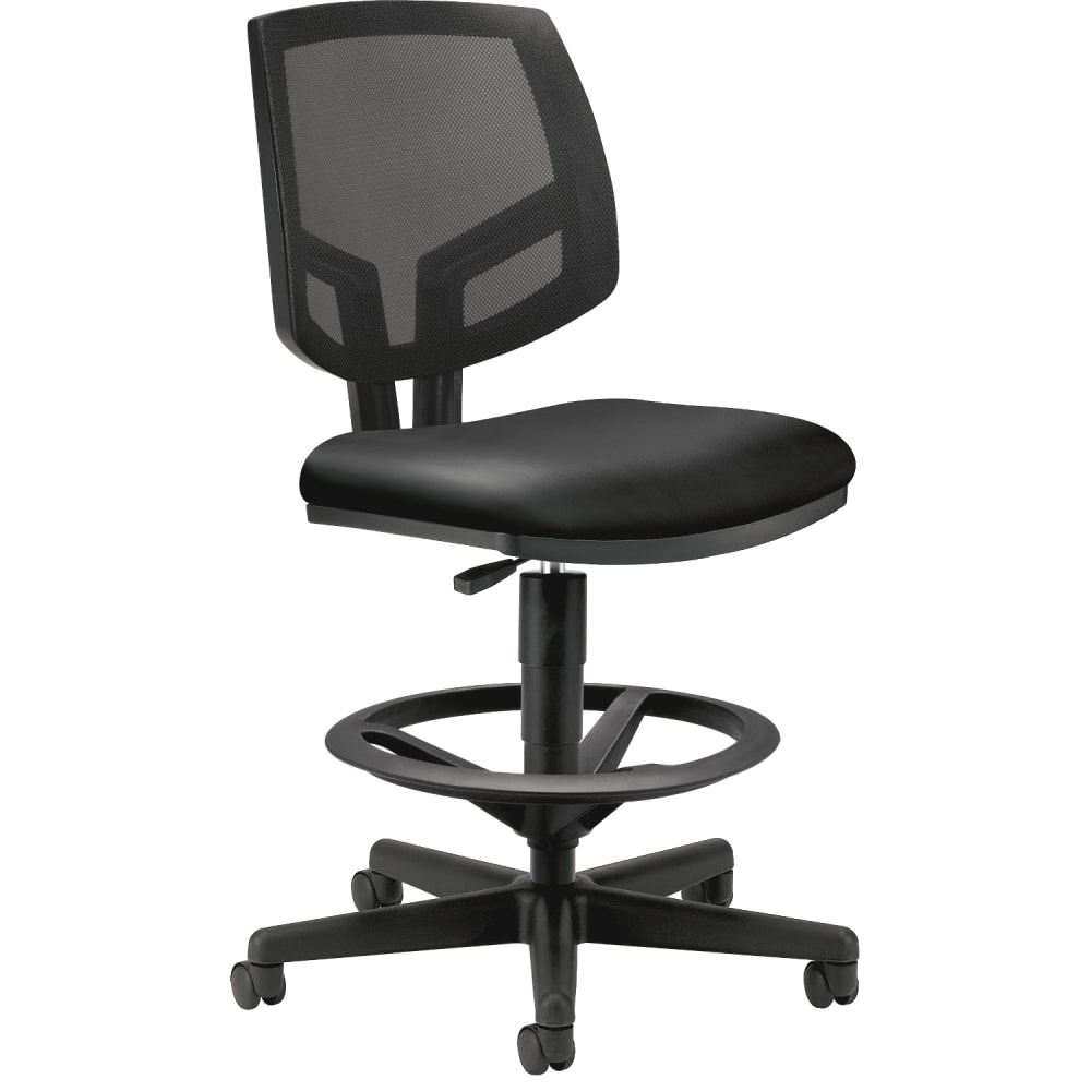 HON Volt Mesh Back Bonded Leather Task Stool, Extended Height And Foot Ring, Black MPN:H5715.SB11.T