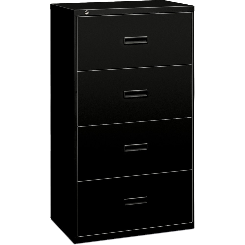 HON Basyx 484L 20inD Lateral 4-Drawer File Cabinet, Black MPN:484LP