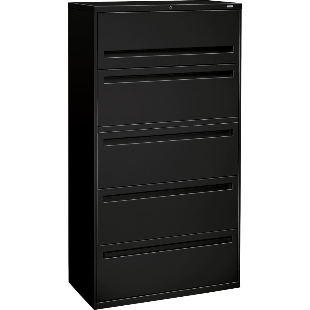 HON Brigade 700 36inW x 18inD Lateral 5-Drawer File Cabinet, Black MPN:785LP