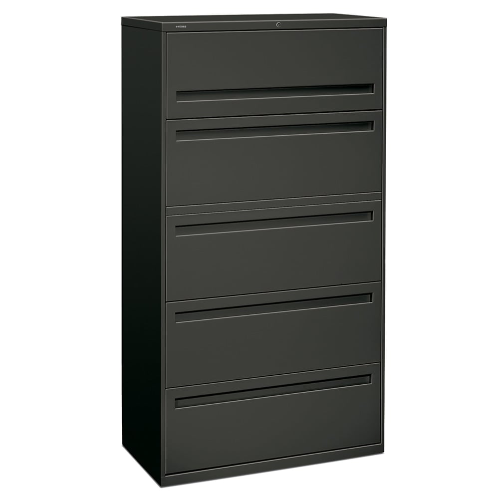 HON Brigade 700 36inW x 18inD Lateral 5-Drawer File Cabinet, Charcoal MPN:785LS