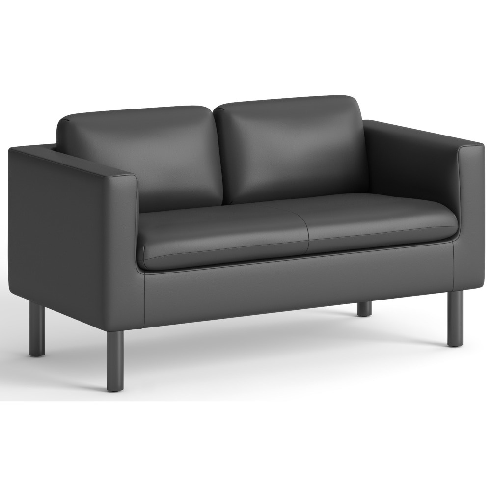 HON Parkwyn Loveseat - 29in Height x 53.5in Width x 26.8in Depth - Material: Polyurethane - Finish: Black - 1 Each MPN:VP3LLOVEBLK