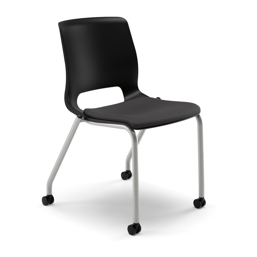 HON Motivate Stacking Chair With Casters, Padded Seat, Onyx, Set Of 2 MPN:MG201CU10