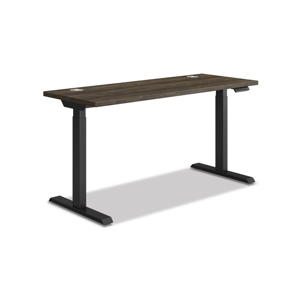 HON Coordinate 58inW Adjustable Height Standing Desk, 3-Stage Base, Florence Walnut/Black MPN:HAT3SBFLORBLK2258