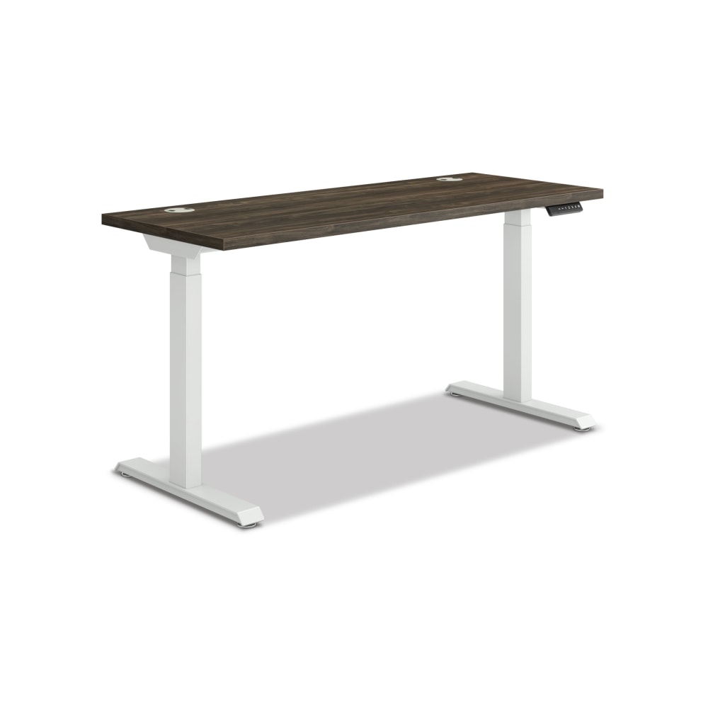HON Coordinate 58inW Adjustable Height Standing Desk, 3-Stage Base, Florence Walnut/Designer White MPN:HAT3SBFLORDW2258