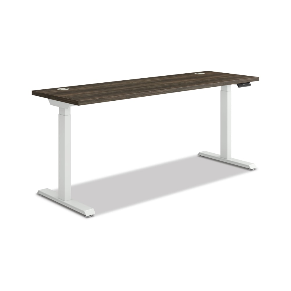 HON Coordinate 70inW Adjustable Height Standing Desk, 3-Stage Base, Florence Walnut/Designer White MPN:HAT3SBFLORDW2270