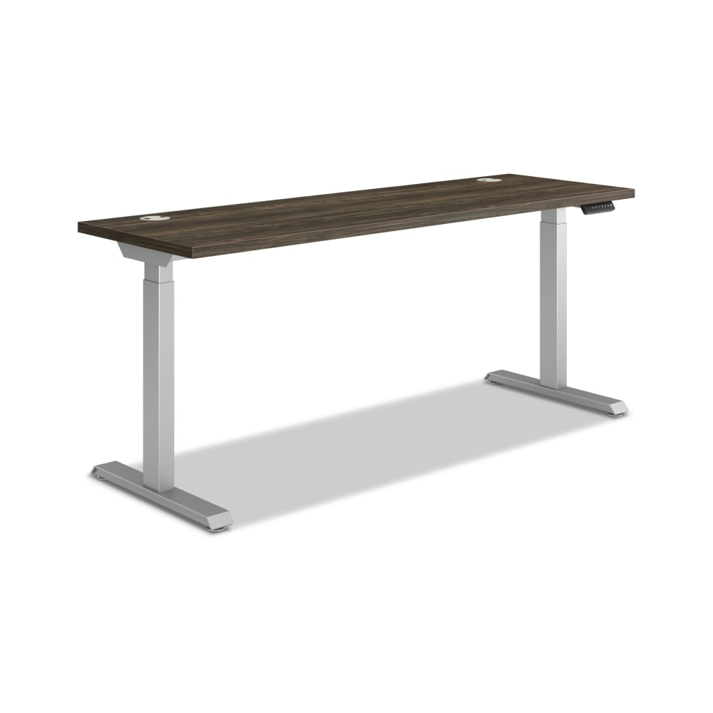 HON Coordinate 70inW Adjustable Height Standing Desk, 3-Stage Base, Florence Walnut/Silver MPN:HAT3SBFLORSLV2270