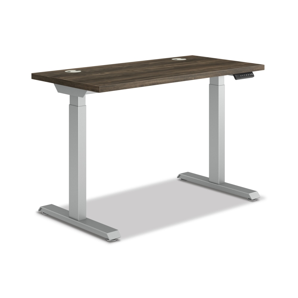 HON Coordinate Electric Adjustable Height Standing Desk, 46inW x 28inD, Florence Walnut/Silver MPN:HAT3SBFLORSLV2846