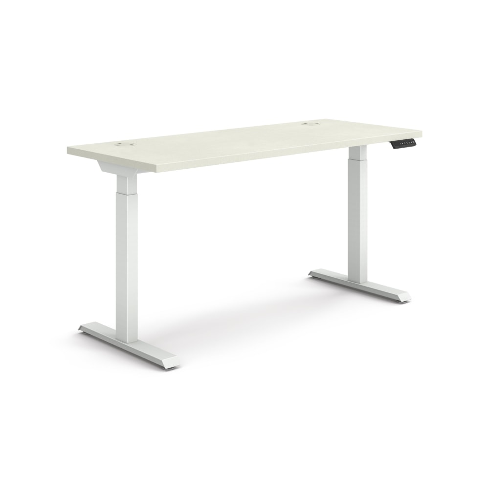 HON Coordinate 58inW Adjustable Height Standing Desk, 3-Stage Base, Silver Mesh/Designer White MPN:HAT3SBSMDW2258