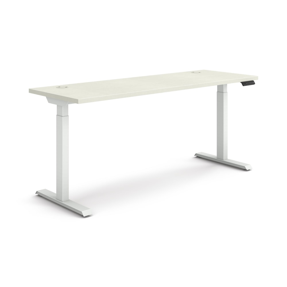 HON Coordinate 70inW Adjustable Height Standing Desk, 3-Stage Base, Silver Mesh/Designer White MPN:HAT3SBSMDW2270
