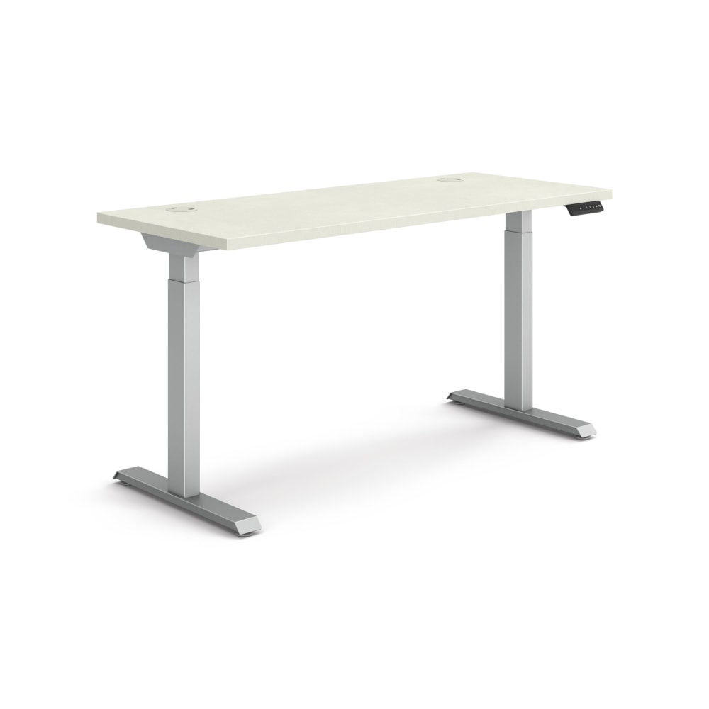 HON Coordinate 58inW Adjustable Height Standing Desk, 3-Stage Base, Silver Mesh/Silver MPN:HAT3SBSMSLV2258