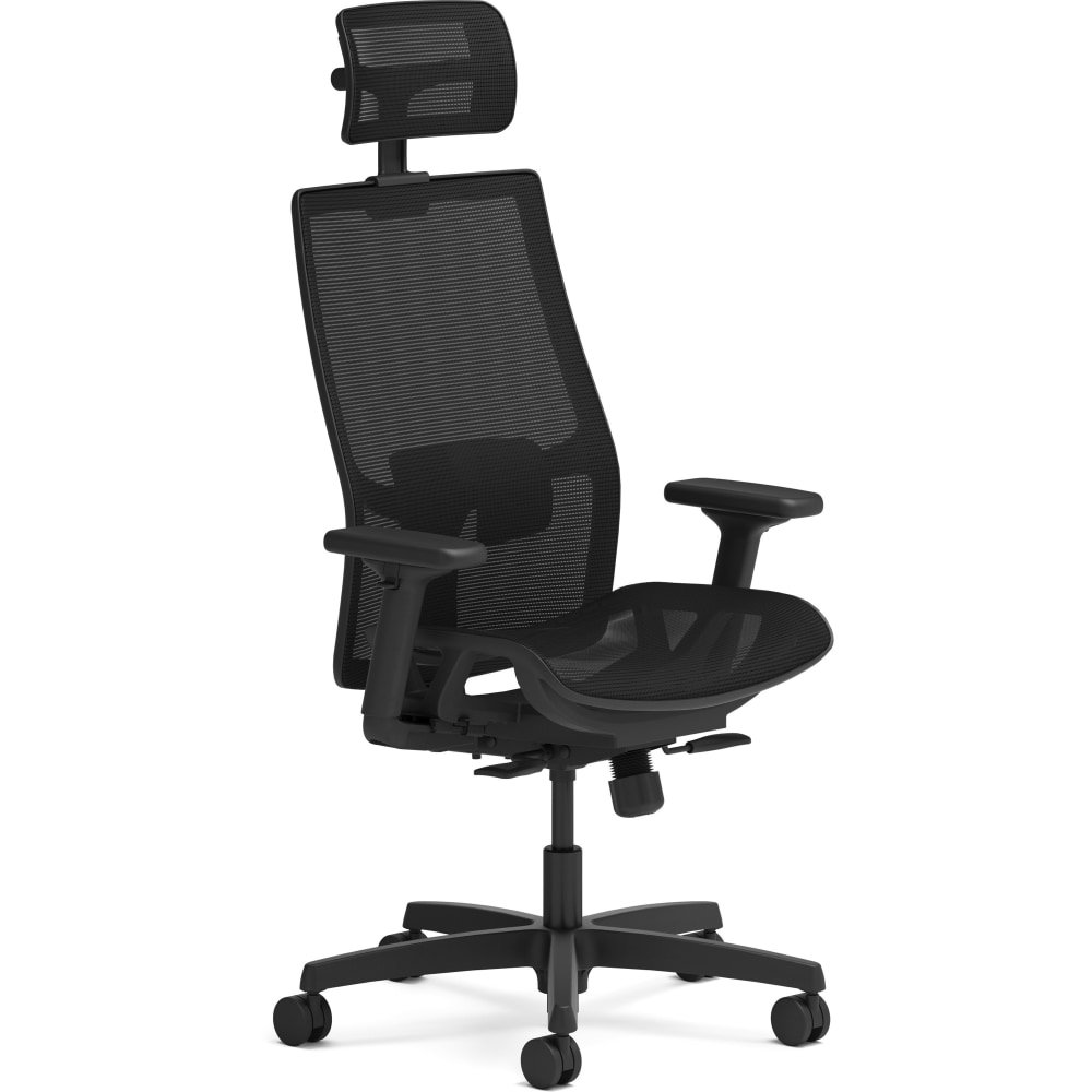 HON Ignition 2.0 Mid-back Task Chair with Headrest - Mesh Seat Material - Mesh Back Material - Mid Back - Black - Armrest - 1 Each - I2MSKY1IMTHR MPN:I2MSKY1IMTHR