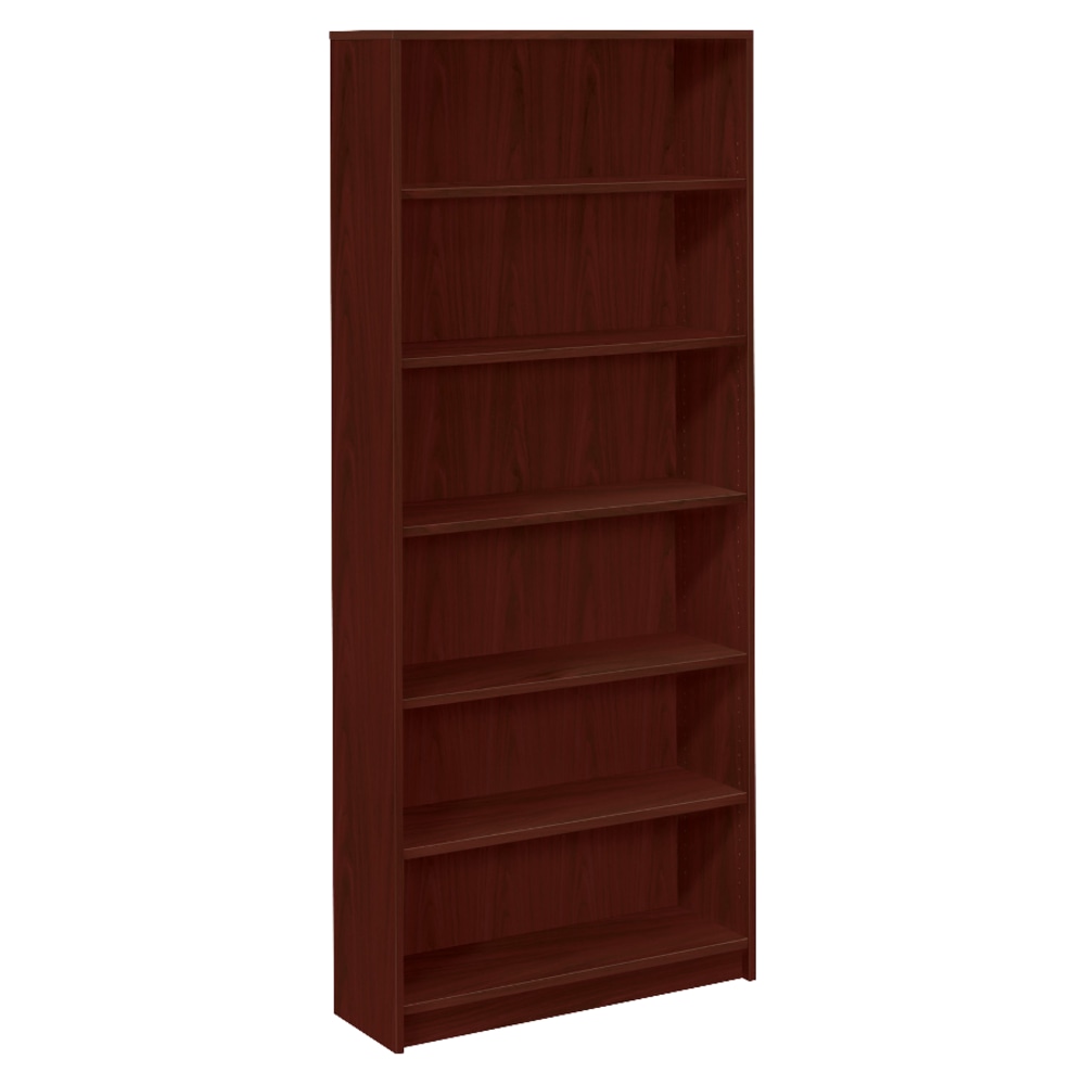 HON 1870-Series Laminate Modular Shelving Bookcase, 6 Shelves (4 Adjustable), 84inH x 36inW x 11-1/2inD, Mahogany MPN:1877N