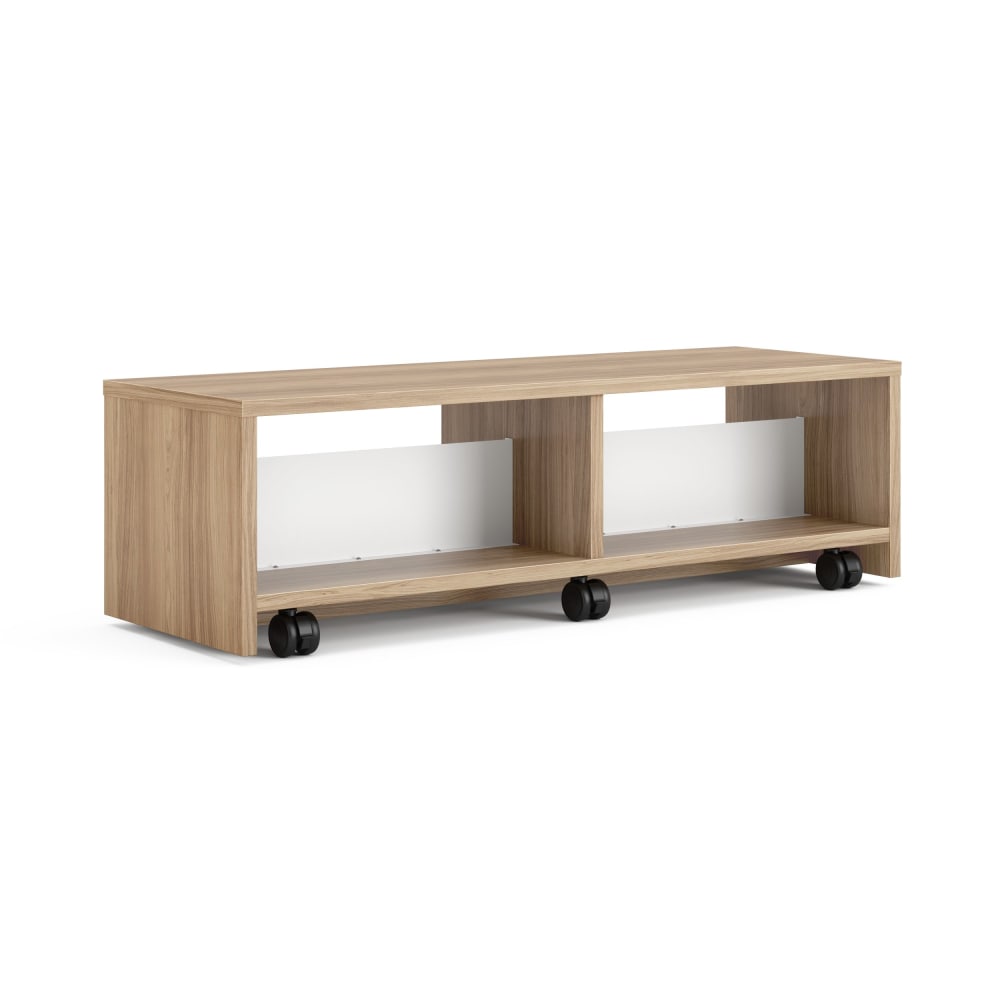 HON Storyline 18inH 1-Shelf Linear Dual-Sided Bookcase, Fawn Cypress/Designer White MPN:HONWLD18CLFCPJW