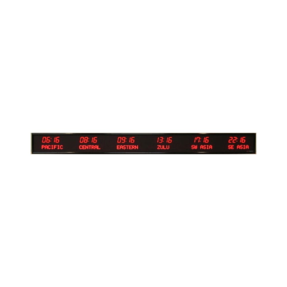 BRG Precision Products 6610J LED 6-Zone Digital World Time Zone Clock, 8 1/4inH x 78 1/4inW x 2 1/4inD, Black MPN:IG6610J