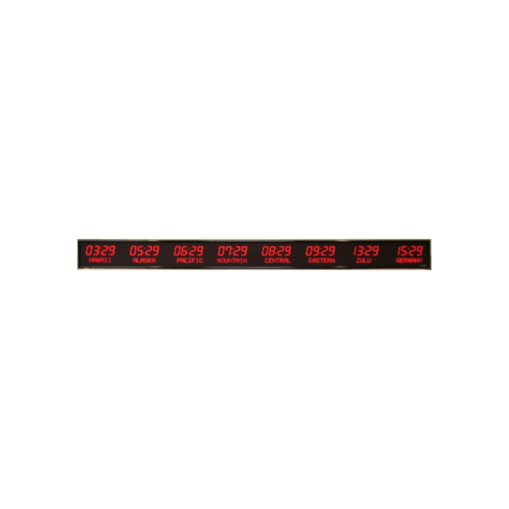 BRG Precision Products 6610L World Time Zone LED Digital Clock, 8 Zones, 8 1/4inH x 99 1/4inW x 2 1/4inD, Black MPN:IG6610L