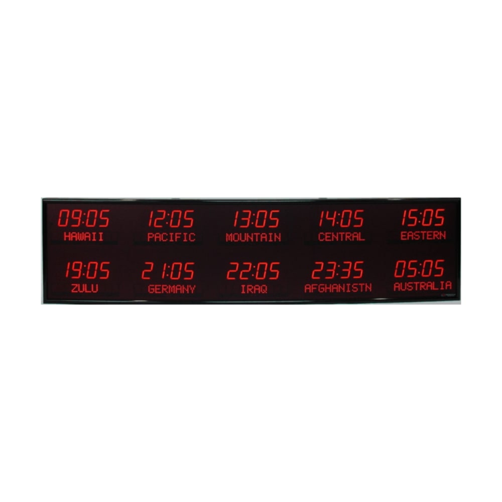 BRG Precision Products 6610L World Time Zone LED Digital Clock, 10 Zones, 8 1/4inH x 99 1/4inW x 2 1/4inD, Black MPN:IG6612I