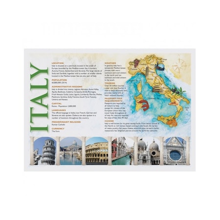 Placemat, Map of Italy, PK1000 MPN:PP112