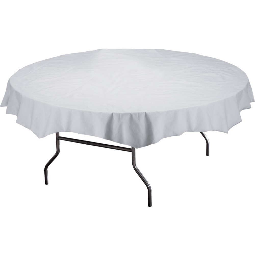 Hoffmaster Tissue/Polyethylene Tablecloths, Round, 82in Diameter, White, Carton Of 25 Tablecloths MPN:210101