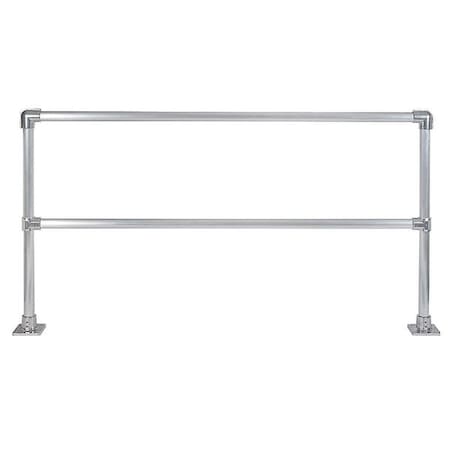 Handrail Section, 8 Ft L, 42 in H, Floor Mounted, Aluminum, 5 in x 5 in Mounting Plate Dimensions MPN:50240