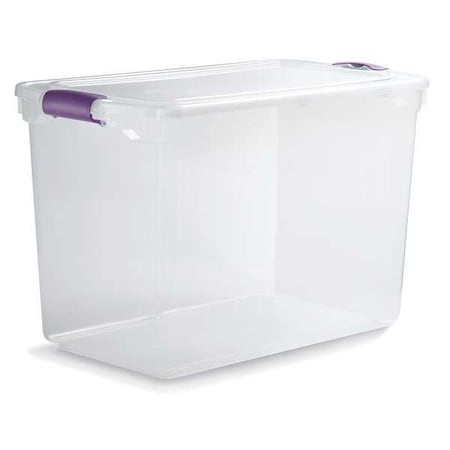 Stackable Storage Tote W/ Lid, 28 gal, 28-3/4 in L x 16 in W x 18-1/4 in H, Clear, Polypropylene MPN:3450GRPRCL.06
