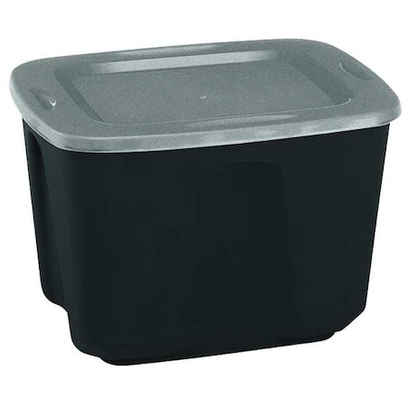 Stackable Storage Tote W/ Lid, 18 gal, 23-1/2 in L x 17-1/2 in W x 15-1/2 in H, Gray, Polypropylene MPN:6618GRBKTS.08
