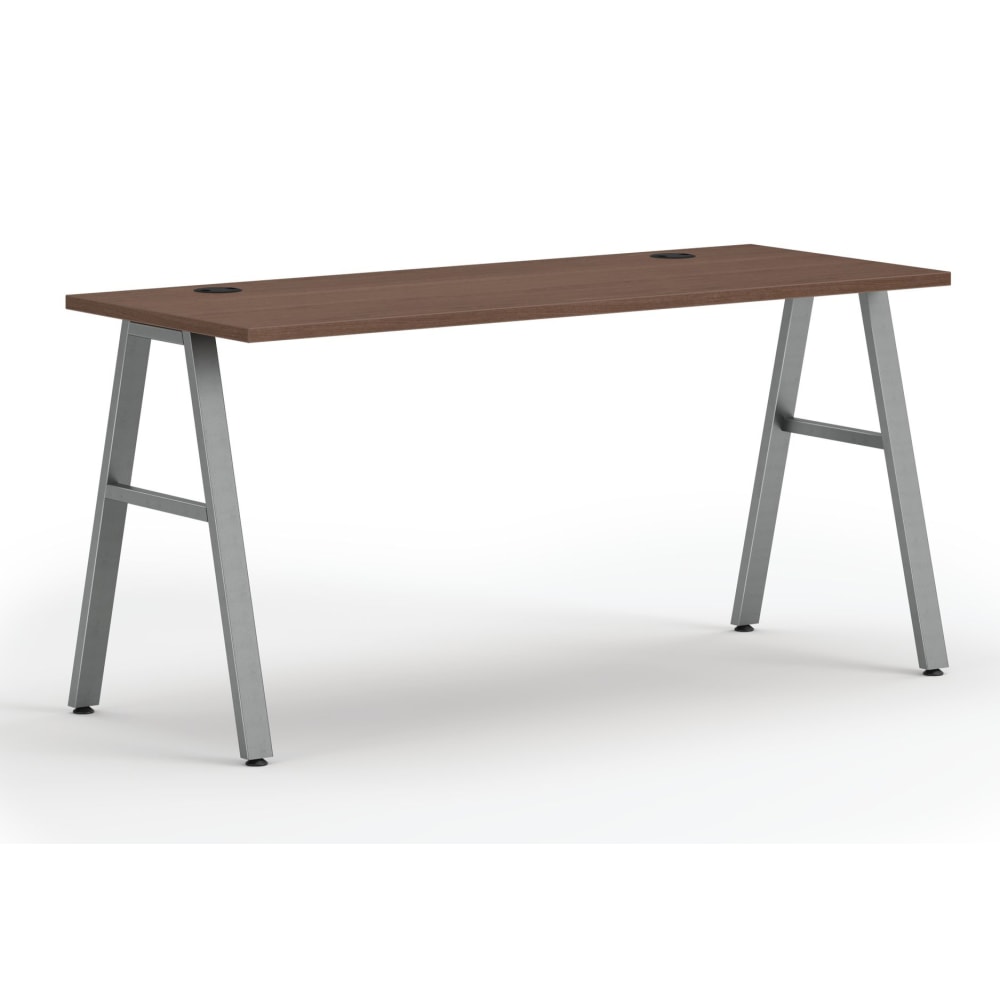 HON Mod 60inW Table Computer Desk With A-Leg Base, Sepia Walnut/Silver MPN:HON6024SE1ASV